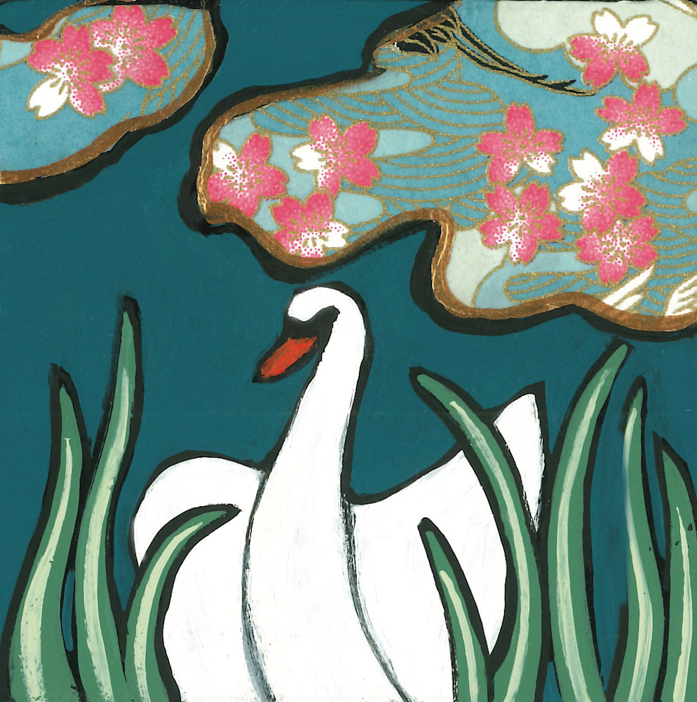 Swimming Swan Metal Ornament Art | Kristin Replogle Art, LLC