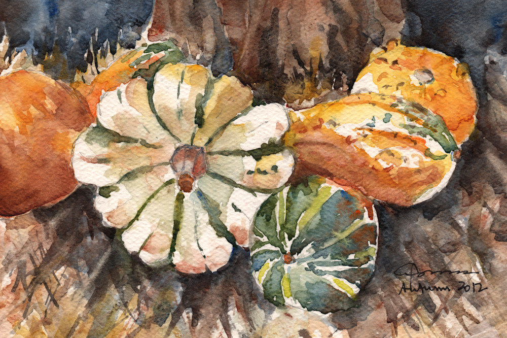 Harvest Gourds Print | Claudia Hafner Watercolor