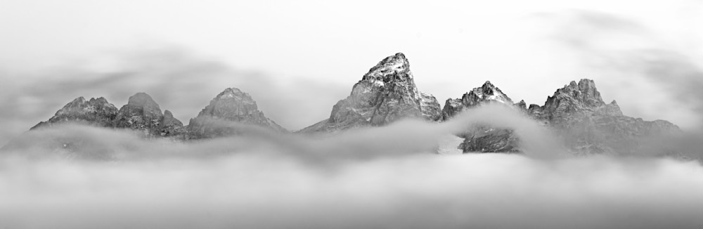 Grand Teton Range In Black And White Photography Art | Tom Ingram Photography