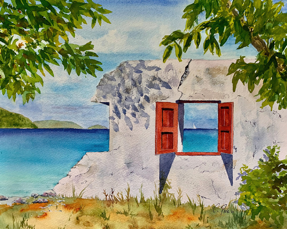 The Little White House At Cinnamon Bay  Art | Cate Poole Water Colors
