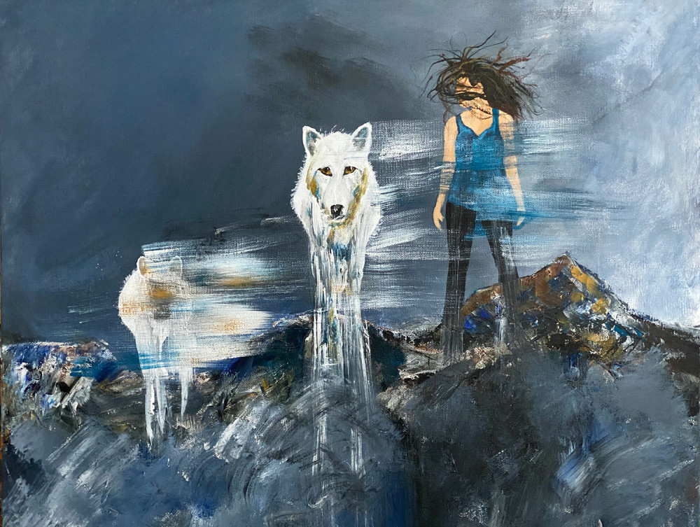 Girl with Wolves Art Print