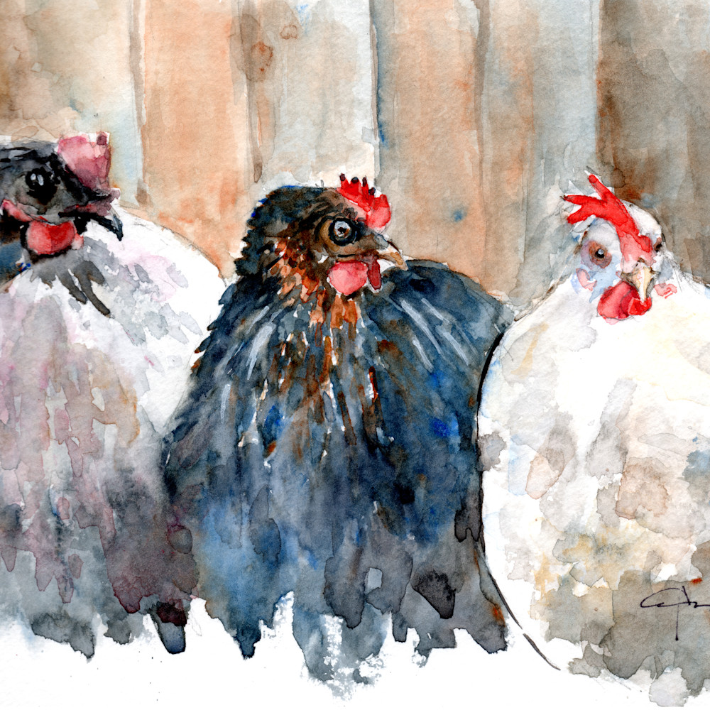 Chickens Three Printed Tote Bag | Claudia Hafner Watercolor
