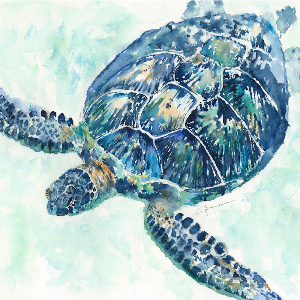 Sea Turtle 8a Printed Tote Bag | Claudia Hafner Watercolor