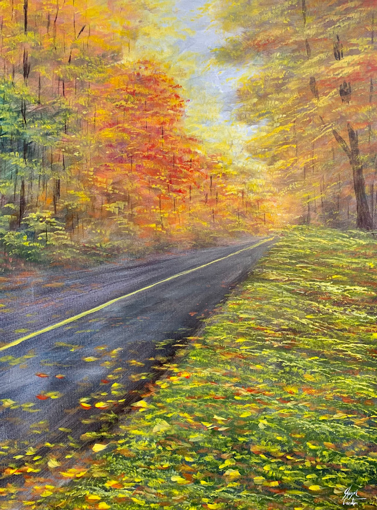 Autumn Road An Original Acrylic Painting By Sunscapes Art Joseph Cantin 