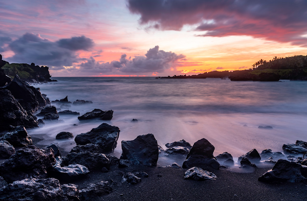 Black Sand Beach Sunrise,  Hana Maui Hi  Photography Art | Tom Ingram Photography