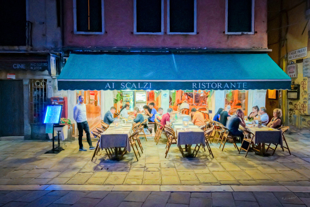 Venetian Café At Night Dsc07682 Art | Kullman Visual Arts