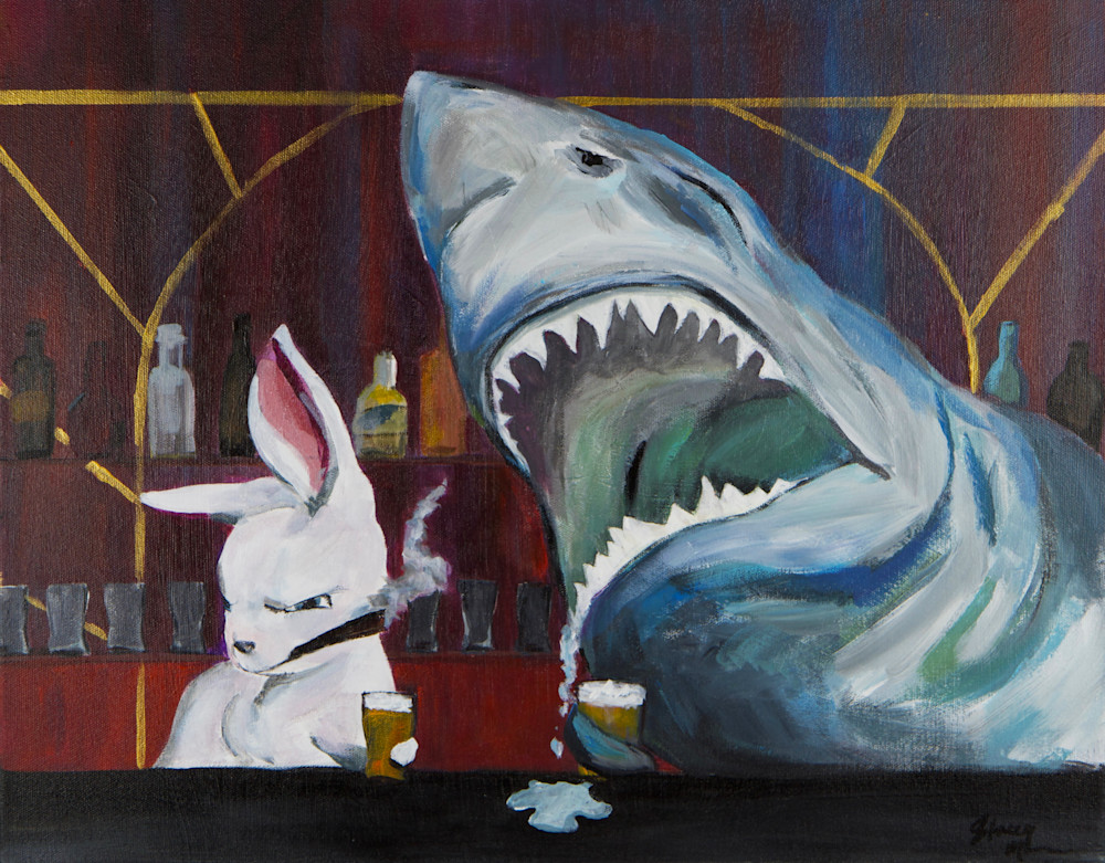 The Smoking Bunny And The Bar Shark Art | Stacey MacMillan Art