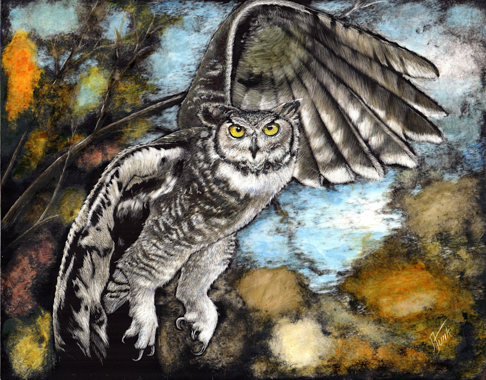 Owl In The Fall Leaves Art | janetfunk
