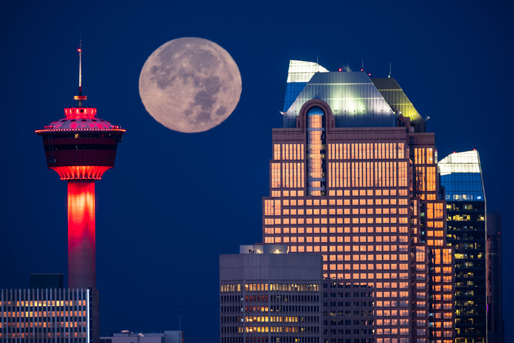 Full Moon Sets Over Calgary