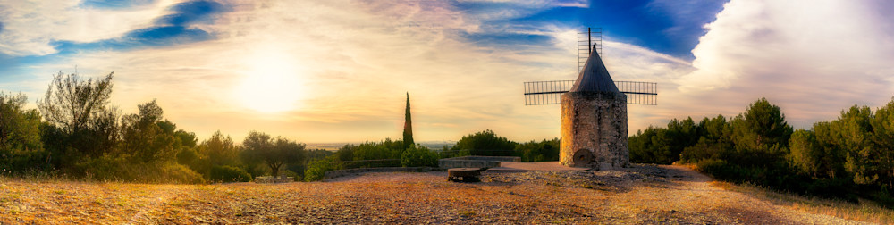A Provencal Stone Windmill At Sunset Photography Art | Francois De Melogue