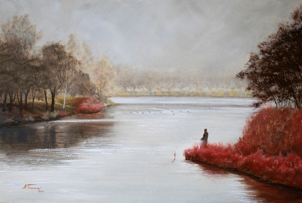 Fishing Alone Art | Mariya Tumanova ART
