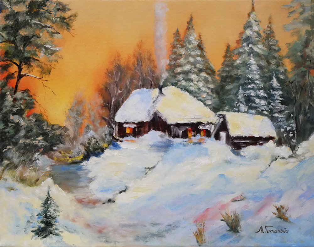 Snow In Sunset Art | Mariya Tumanova ART