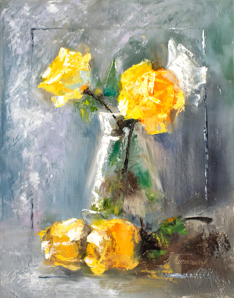 Yellow Roses In Vase Art | Mariya Tumanova ART