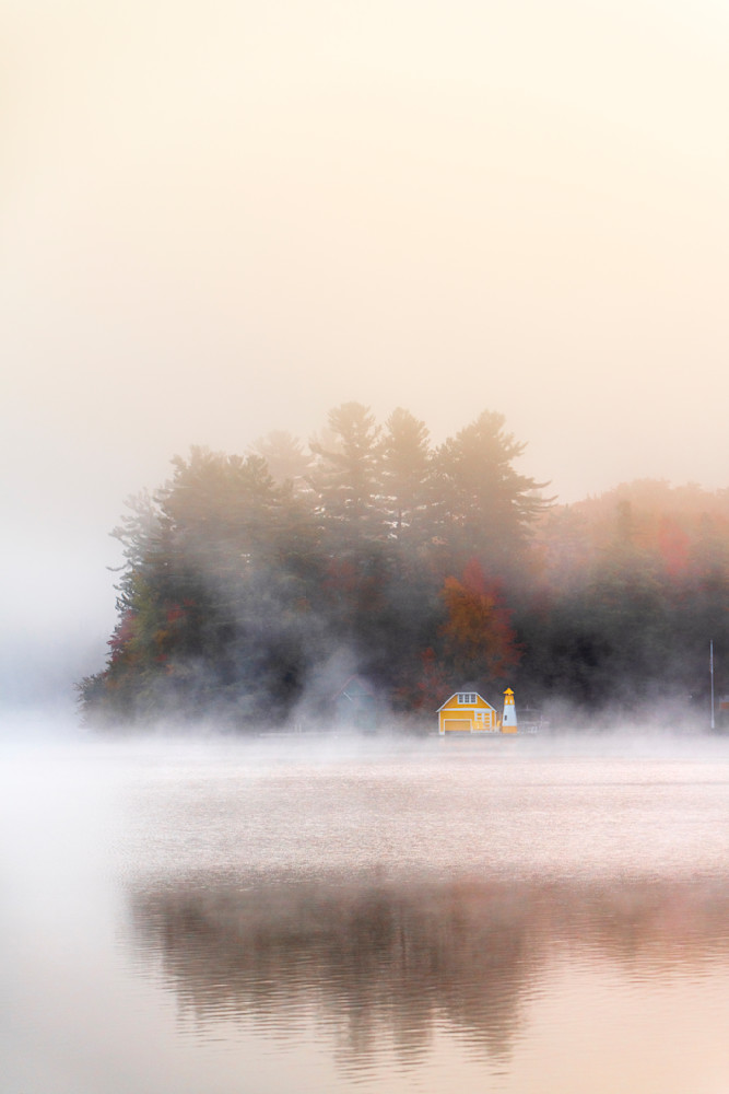 Old Forge Pond Fall Vert Fog Photography Art | Kurt Gardner Photography Gallery