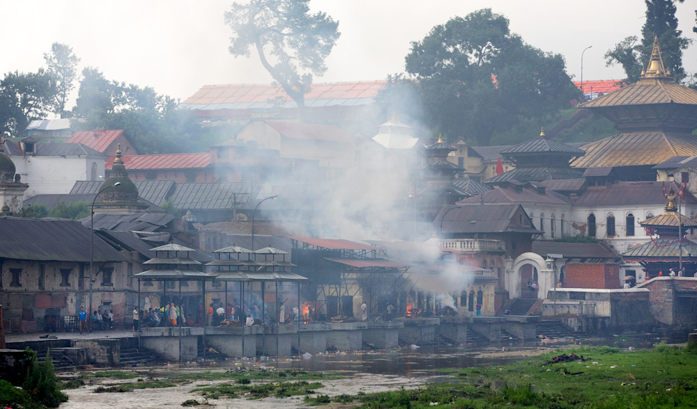 The Eternal Cycle: Funeral Pyres And River At Shree Pashupatinath Art | Philipson Foundation
