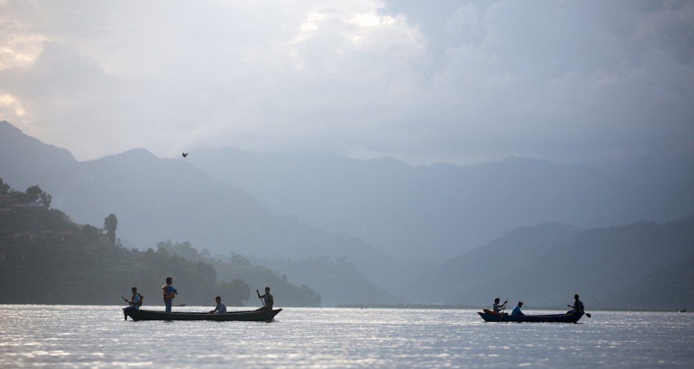 Communion In Motion: Ravens And Rowers On Pokhara Lake Art | Philipson Foundation