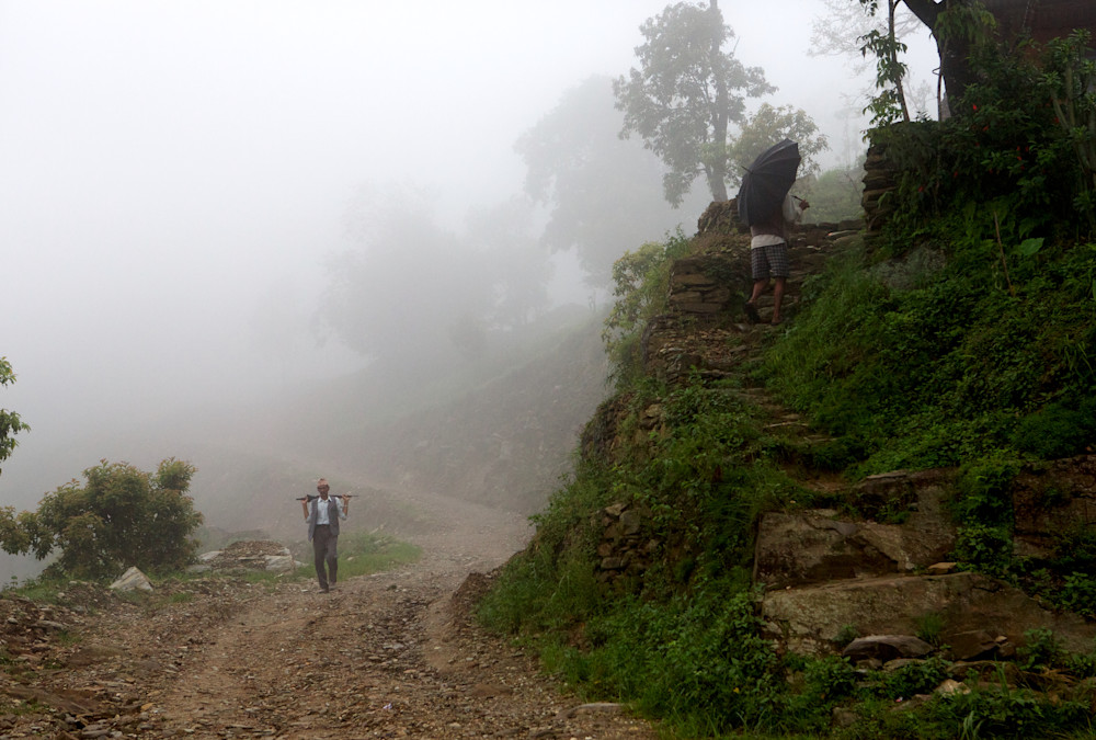 Emerging From The Mist: Traditional Trek On A Nepalese Mountain Road Art | Philipson Foundation
