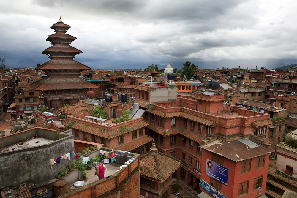 Panoramic View Of Downtown Bhaktapur With Nyatapola Temple Art | Philipson Foundation