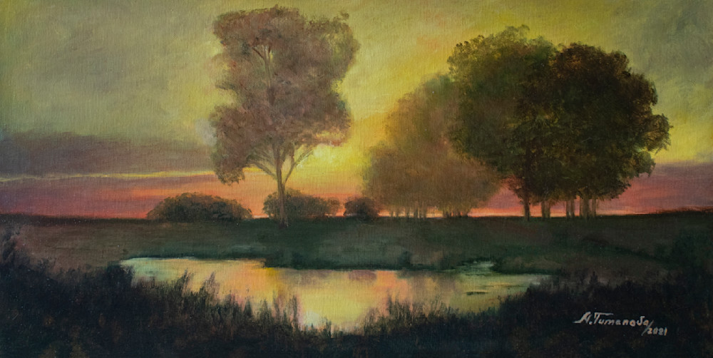 Sunset By The Pond Art | Mariya Tumanova ART