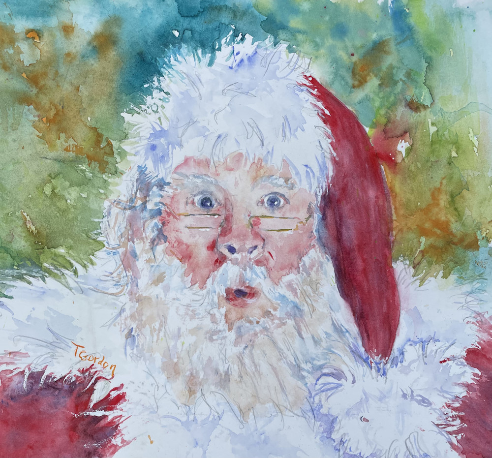 Santas Surprise   Ornament Mtl Art | Terri Gordon Art