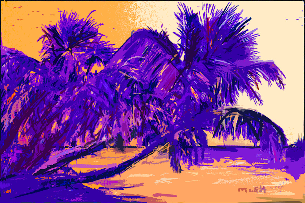 Tropical Beach Scene   Purple Art | Mish Murphy Fine Art