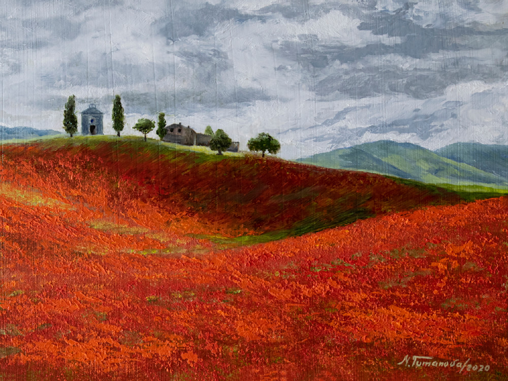Tuscany Poppy Fields Art | Mariya Tumanova ART
