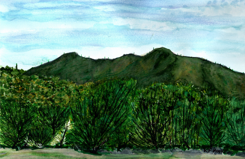 00063 Black Mountain From Cave Creek Rd. Art | KF Moore Watercolors