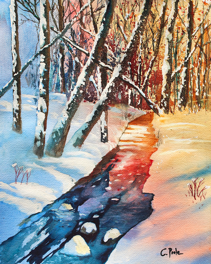 Winter Stream Art | Cate Poole Water Colors