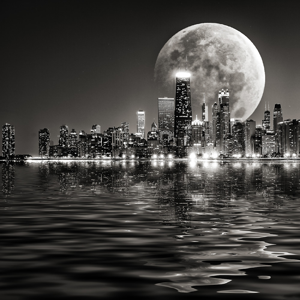 Super Moon Over The City Photography Art | 3rdEye Photographic