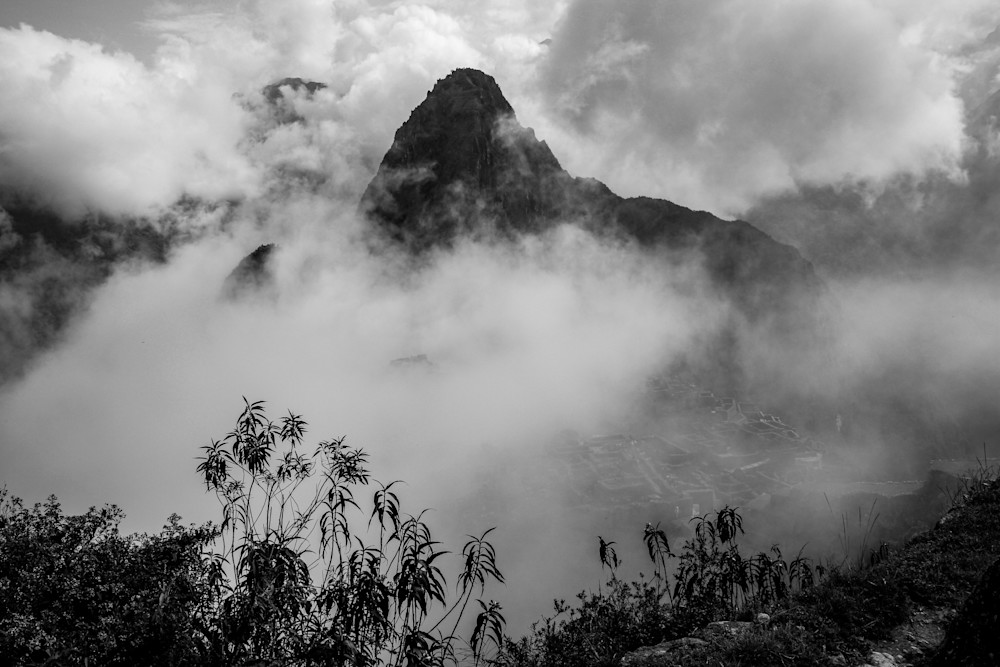 Machu Picchu Emerges Through The Clouds In Black And White Photography Art | Sam Gilliss | Visual Arts