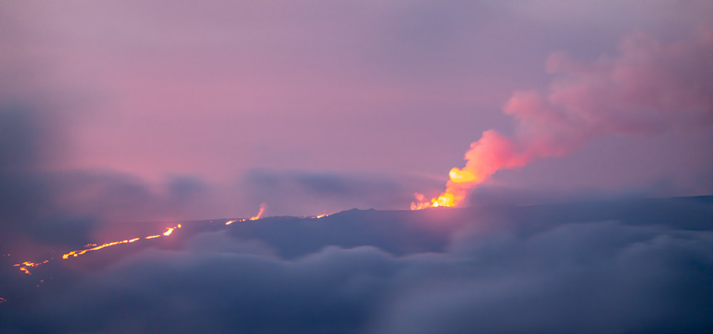 Above The Fog, Mauna Loa Eruption At Sunrise Photography Art | Tom Ingram Photography