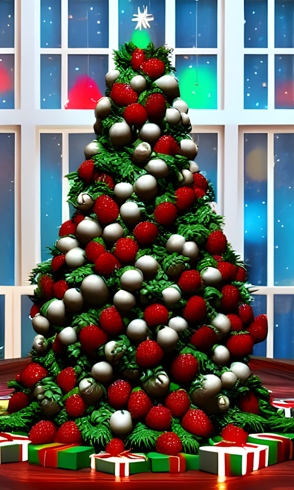 Christmas Tree With Strawberry Ornaments Photography Art | Playful Gallery by Rob Harrison