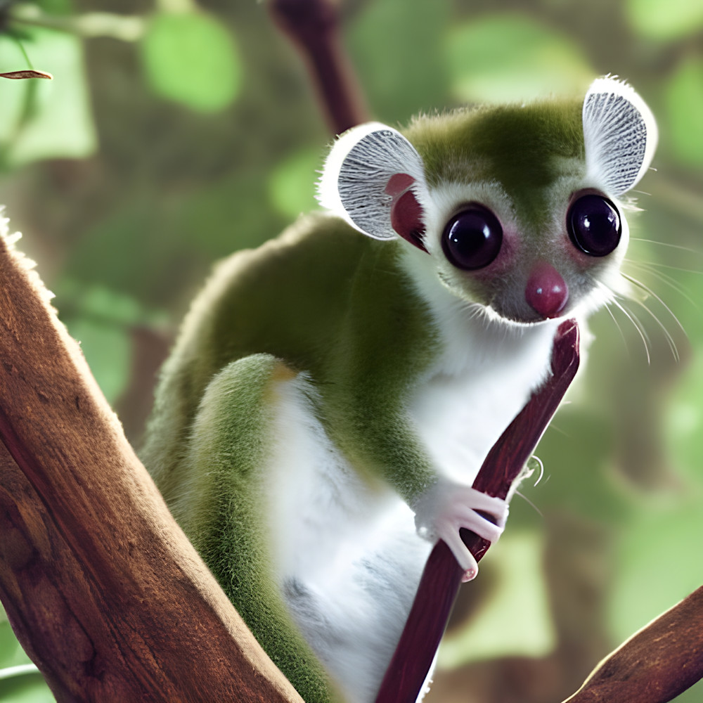 Green Lemur On Branch Photography Art | Playful Gallery by Rob Harrison