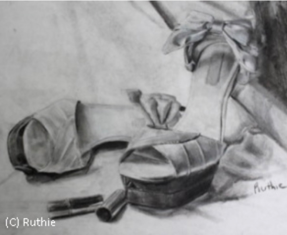 Still Life With Shoes And Lipstick Art | Ruthie Briggs Greenberg