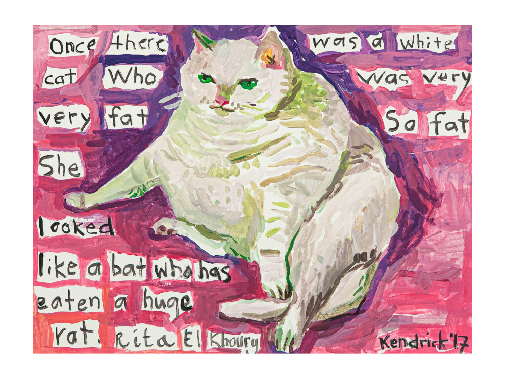 Very Fat White Cat Art | Betsy Kendrick Art