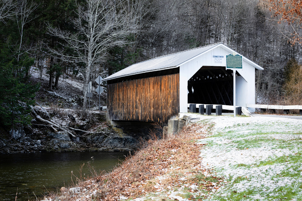 Comstock Covered Bridge In Stick Season Photography Art | Francois De Melogue