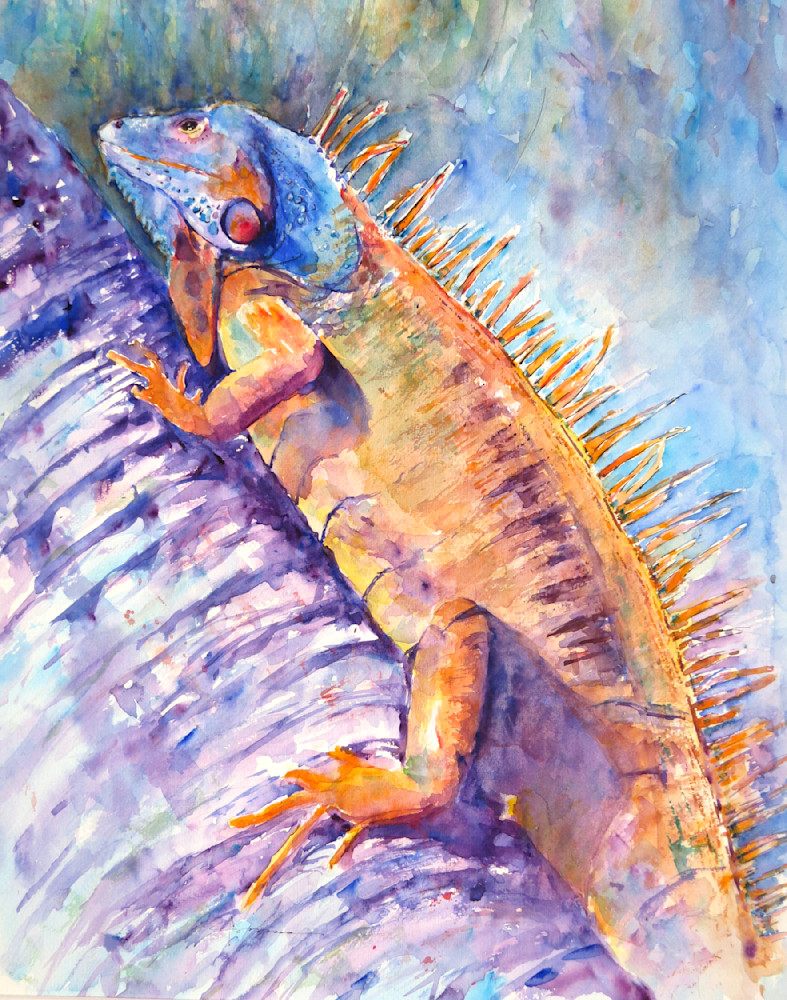 Iguana in Velvet Hues Watercolor Print | Claudia Hafner Watercolor