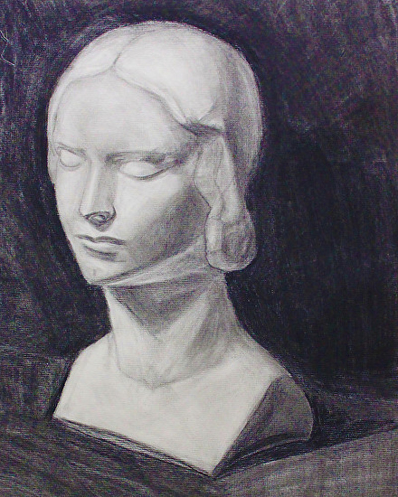 Head Cast In Charcoal (626 10) Art | Ruthie Briggs Greenberg