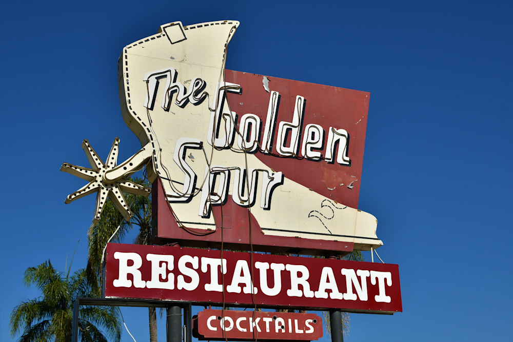 Golden Spur Sign With Led Lighting Photography Art | California to Chicago 