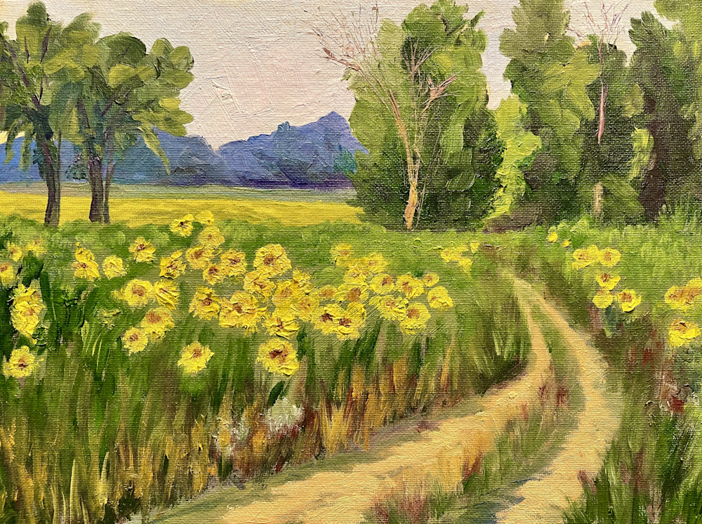 Dirt Road Through Sunflowers Art | Verjo Art