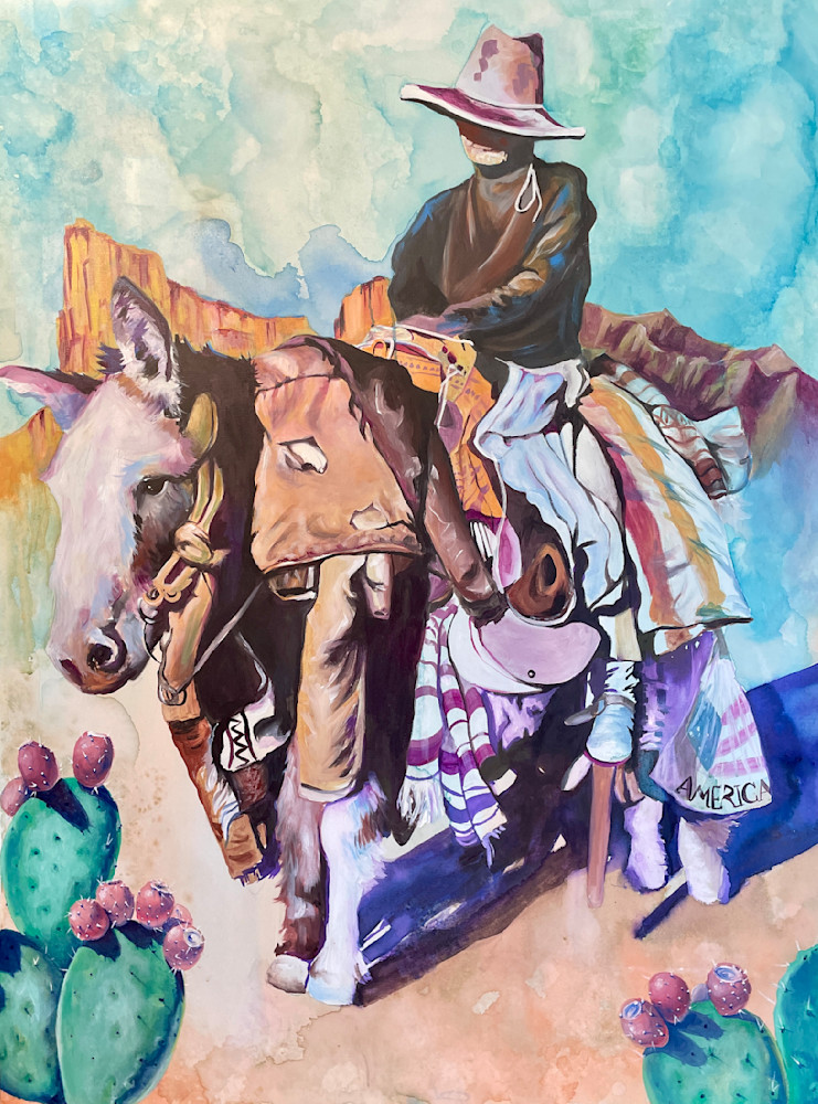 Burro Lady Of West Texas Art | Cactus Crown Studios