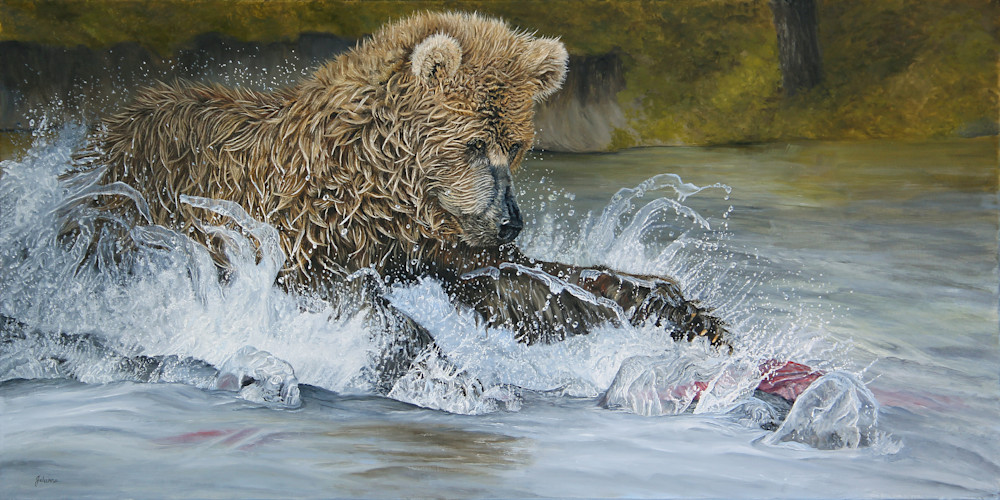 Salmon Run   Brown Bear Art | Johanna Lerwick Wildlife Artist