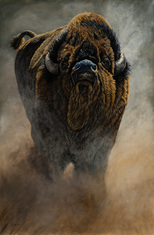Formidable   Bison In Rut Art | Johanna Lerwick Wildlife Artist