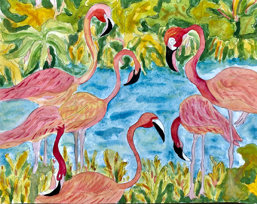 Colony Of Flamingos Art | Becki Thomas Art