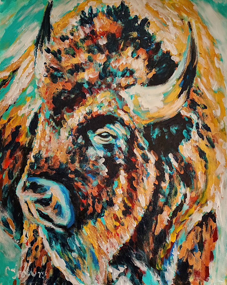 Gold Bison Painting