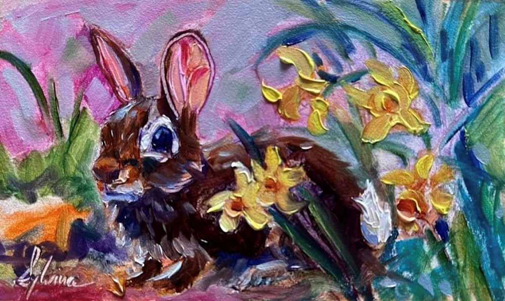 Daffodil Rabbit  Art | Sylvina Rollins Artist
