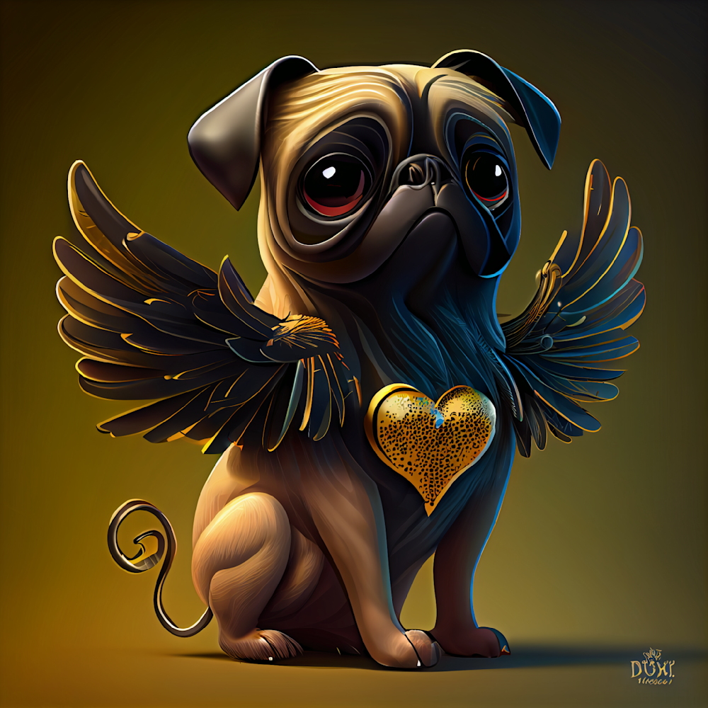 Pug Angel  Art | Glitzy NFT Art