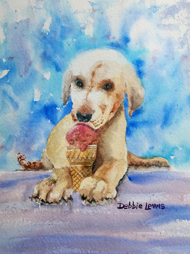 Doggies Like Ice Cream, Too! Art | Debbie Lewis Watercolors