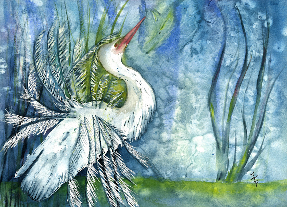 Egret Walking In Water Art | janfontenot