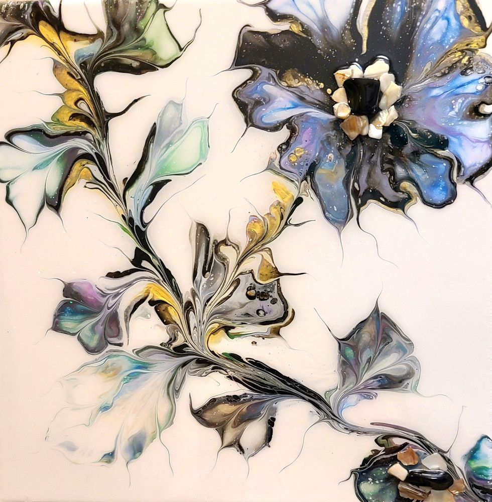 Soft Blue Bloom Vine Art | Artistic Designs by Christie 